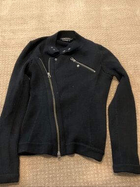BCBG Black Asymmetrical Zip Moto Sweater